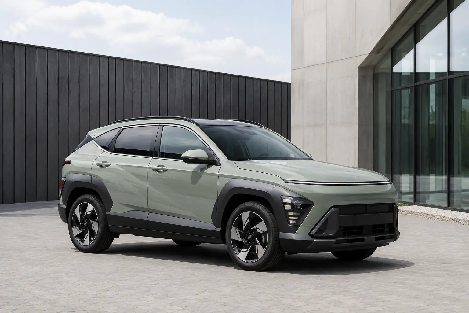 Pilkas naujesnių metų kompaktiškas polizinginis SUV